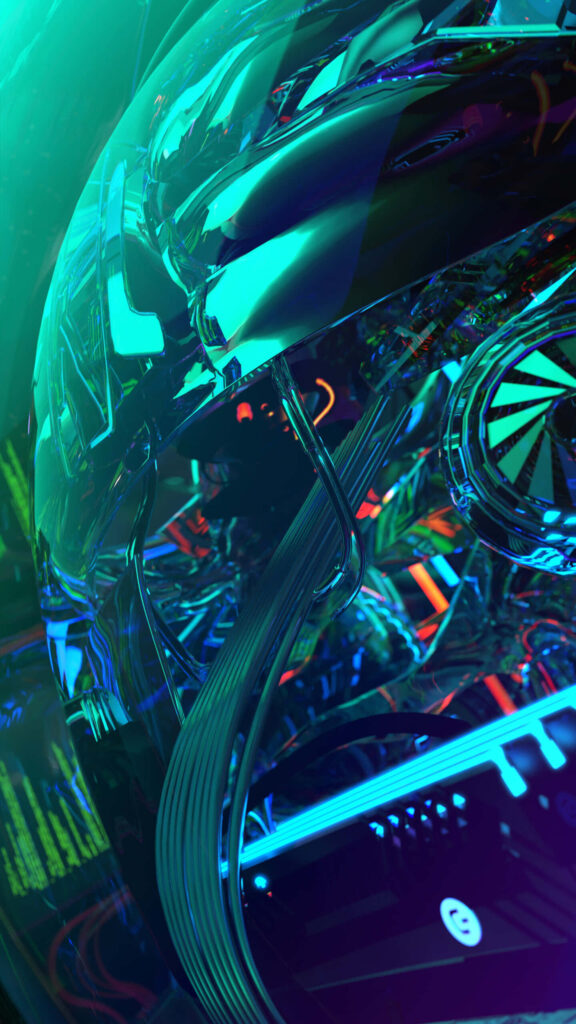 Futuristic 3D Wallpaper: Vibrant Neon Tech Landscape Background