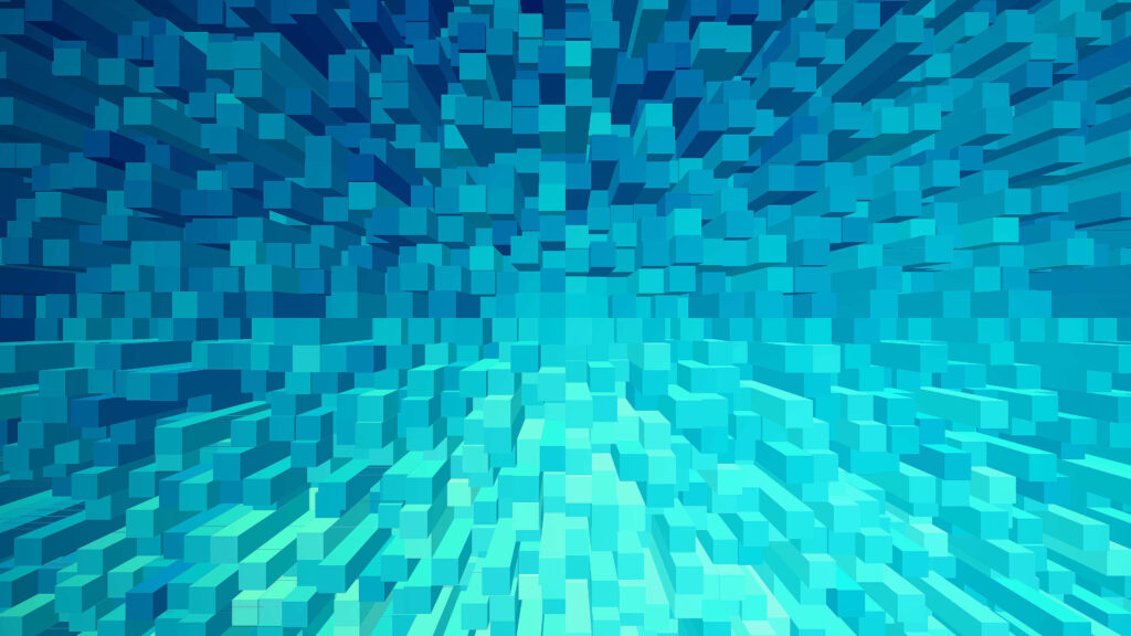 Vibrant 3D Geometric Wallpaper in Blue & Cyan - Futuristic Background
