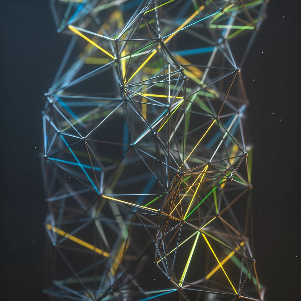 Vibrant 3D Grid Wallpaper: Intricate Line Network Background