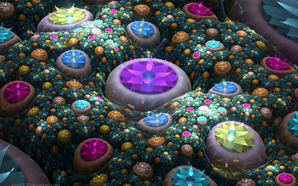 Mesmerizing 3D HD Abstract Art: Colorful Gemstones on Dark Background Wallpaper