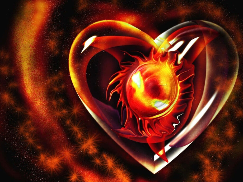Fiery 3D Heart Illustration - Dynamic Wallpaper Background