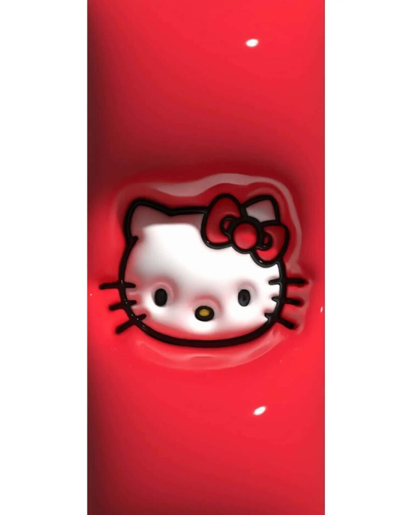Hello Kitty 3D Wallpaper: Vibrant Red Background & Playful Design