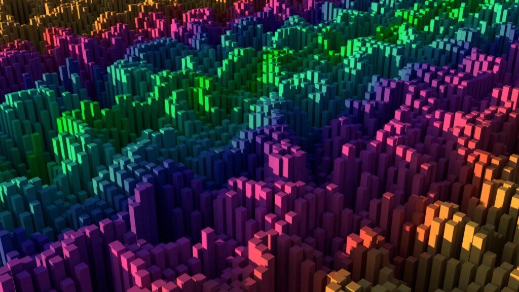 Vibrant 3D Landscape Wallpaper: Colorful Square Pillars Background