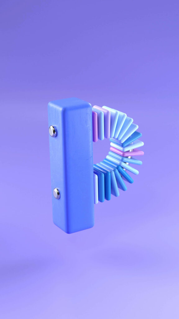 Vibrant 3D Letter P Wallpaper - Blue & Purple Gradient Design