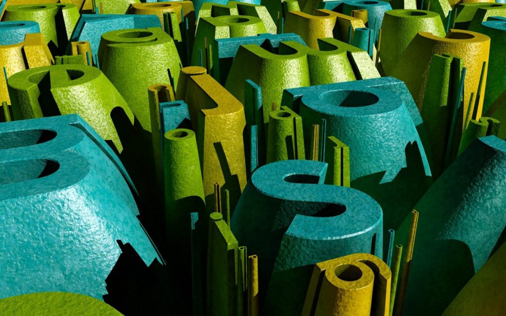 Vibrant Abstract 3D Letter Wallpaper in Green and Teal - 1680x1050
