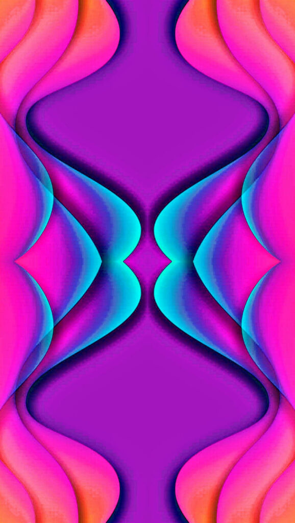 3D Mirrored Wallpaper: Vibrant Pink, Purple & Teal iPhone Background