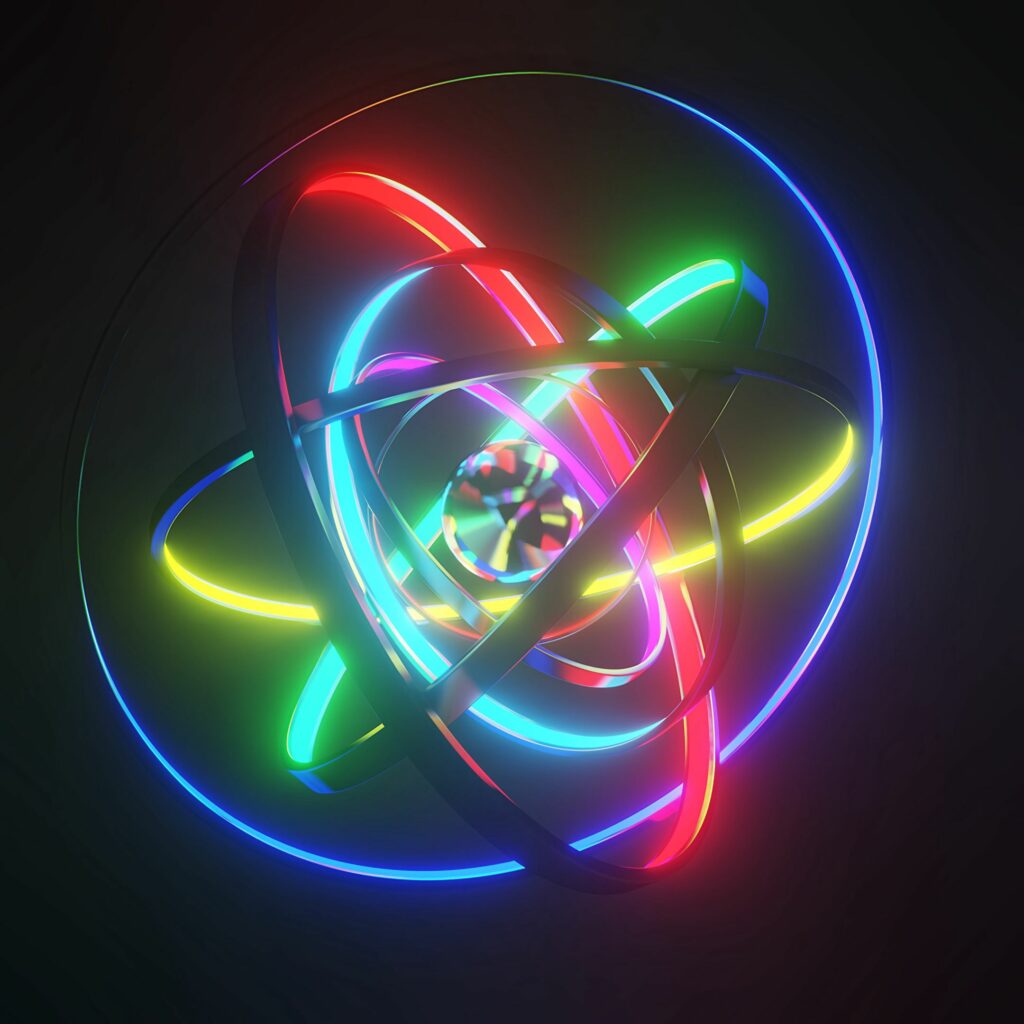 3D Neon Rings Wallpaper: Vibrant Futuristic Background 2160x2160