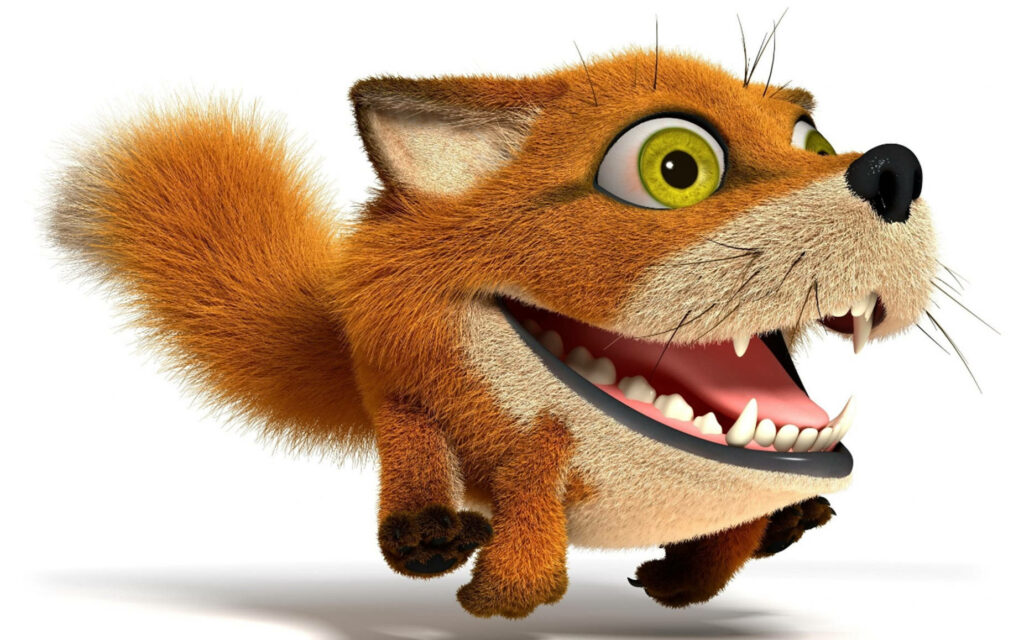 Vibrant 3D Orange Fox Wallpaper: Playful Animation & Exciting Motion