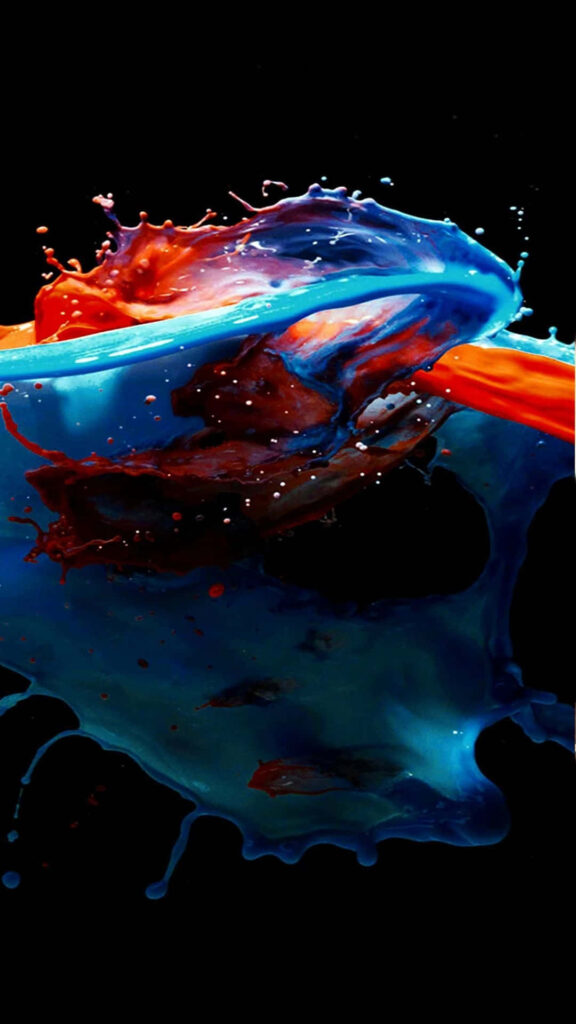 Vibrant 3D Paint Splatter Wallpaper on Black Background