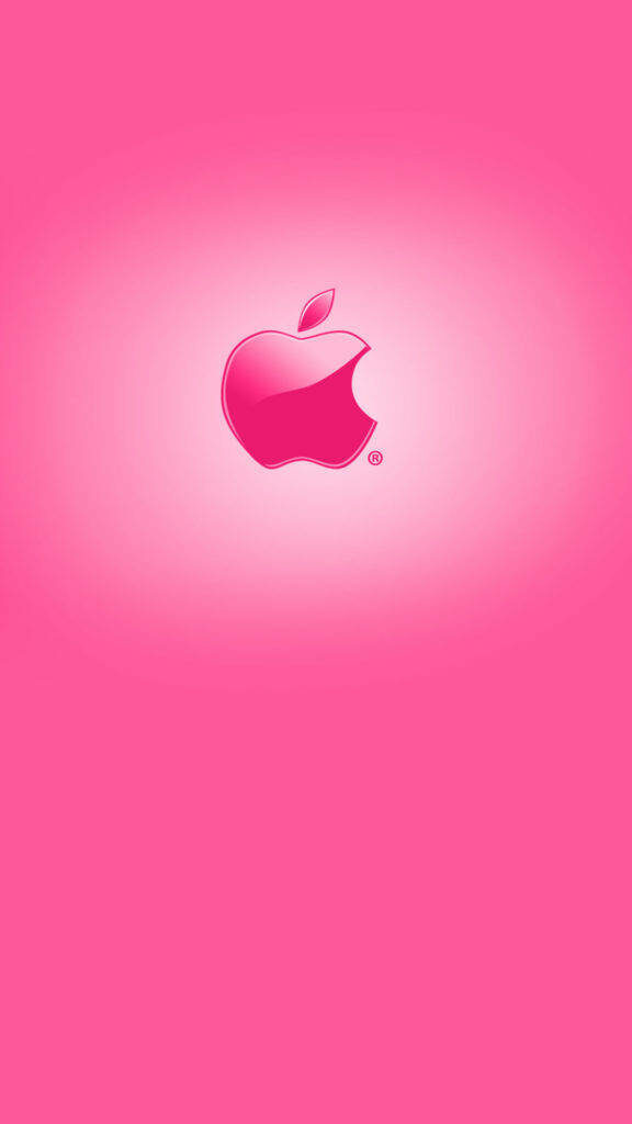 3D Pink Apple Logo Wallpaper on Bright Pink Gradient Background