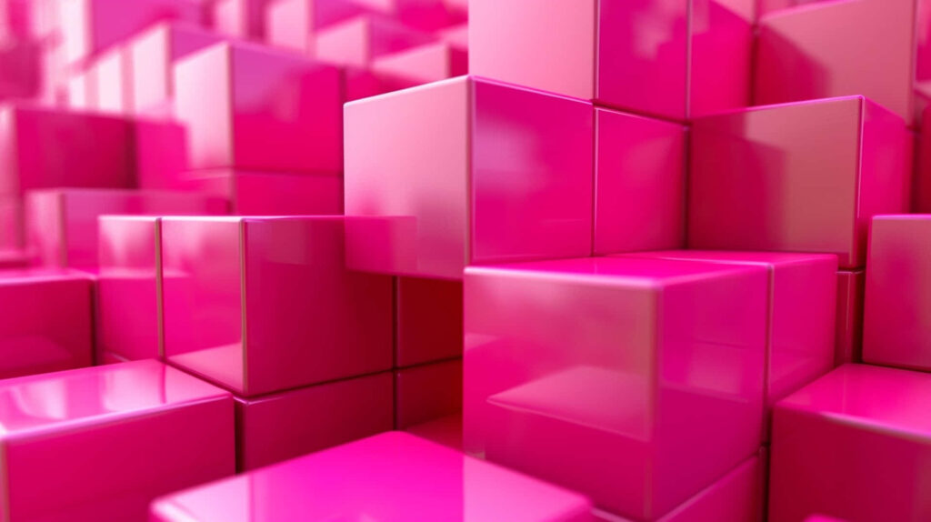 Vibrant 3D Pink Cube Wallpaper: Glossy Abstract Geometric Background