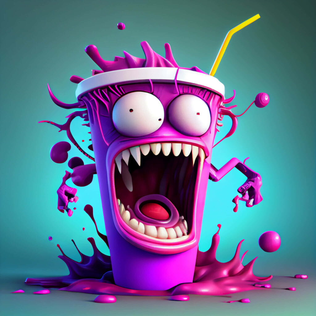 Vibrant 3D Purple Slushy Monster Wallpaper - Fun & Dynamic Design