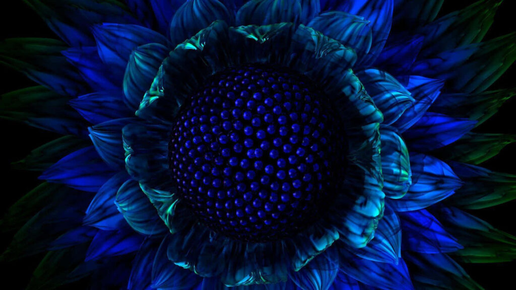 Stunning 3D Flower Wallpaper: Vibrant Blue & Green Background