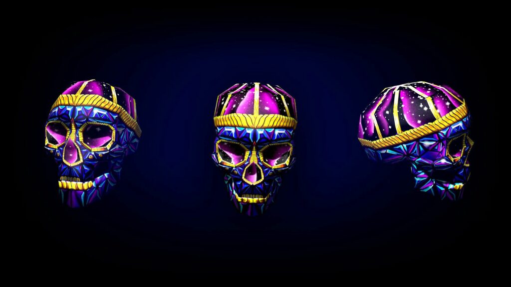 Vibrant 3D Skull Wallpaper: Colorful Geometric Art in HD