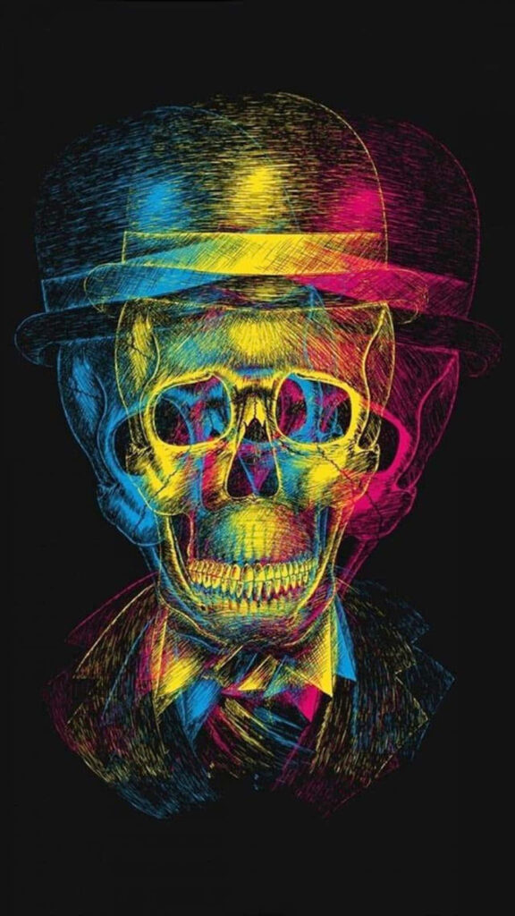 Vibrant 3D Skull Wallpaper: Neon Edgy Design for Galaxy S5