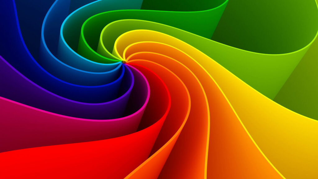 Vibrant 3D Spiral Wave Wallpaper: Mesmerizing Rainbow Background