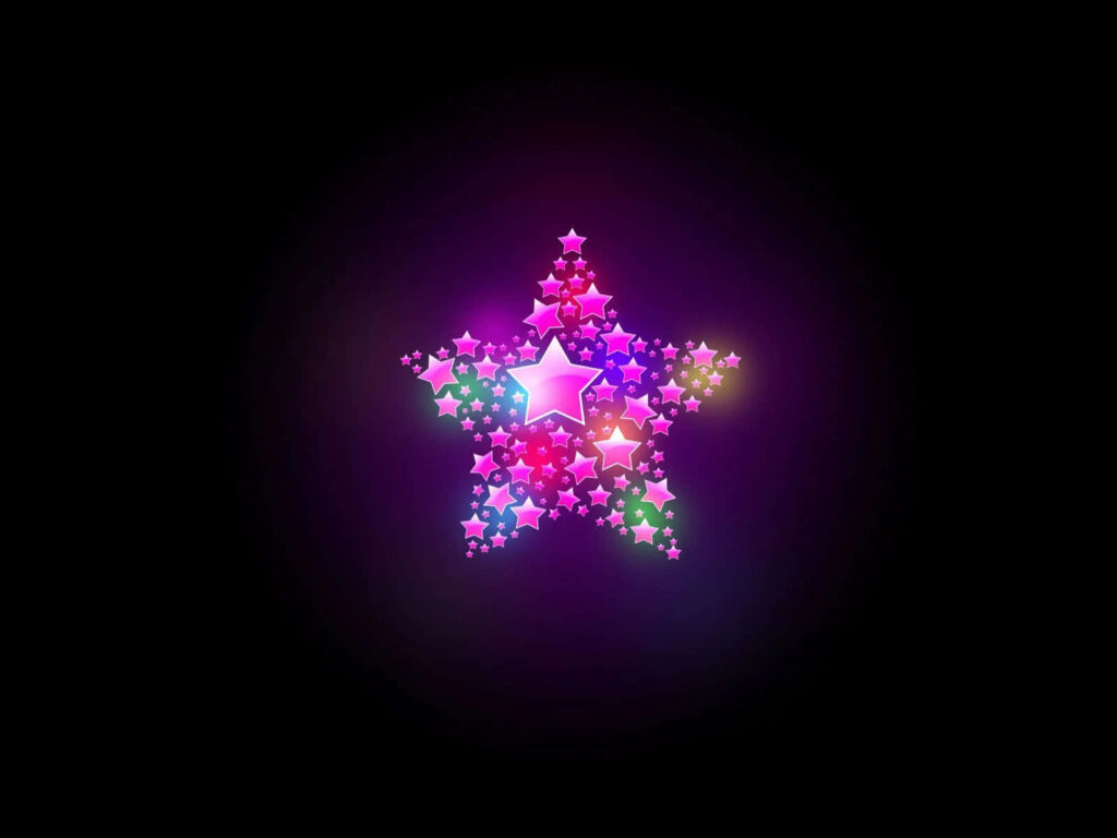 Vibrant 3D Star Wallpaper: Multicolored Stars on Dark Background