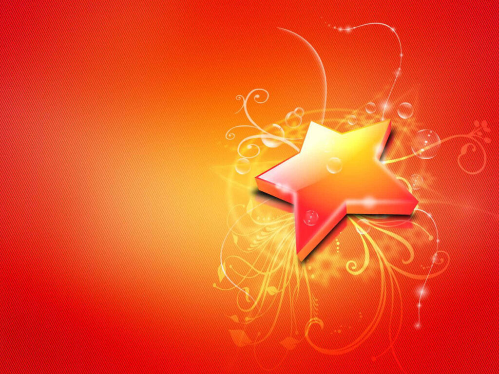 Vibrant 3D Star Wallpaper with Floral Patterns & Gradient Background
