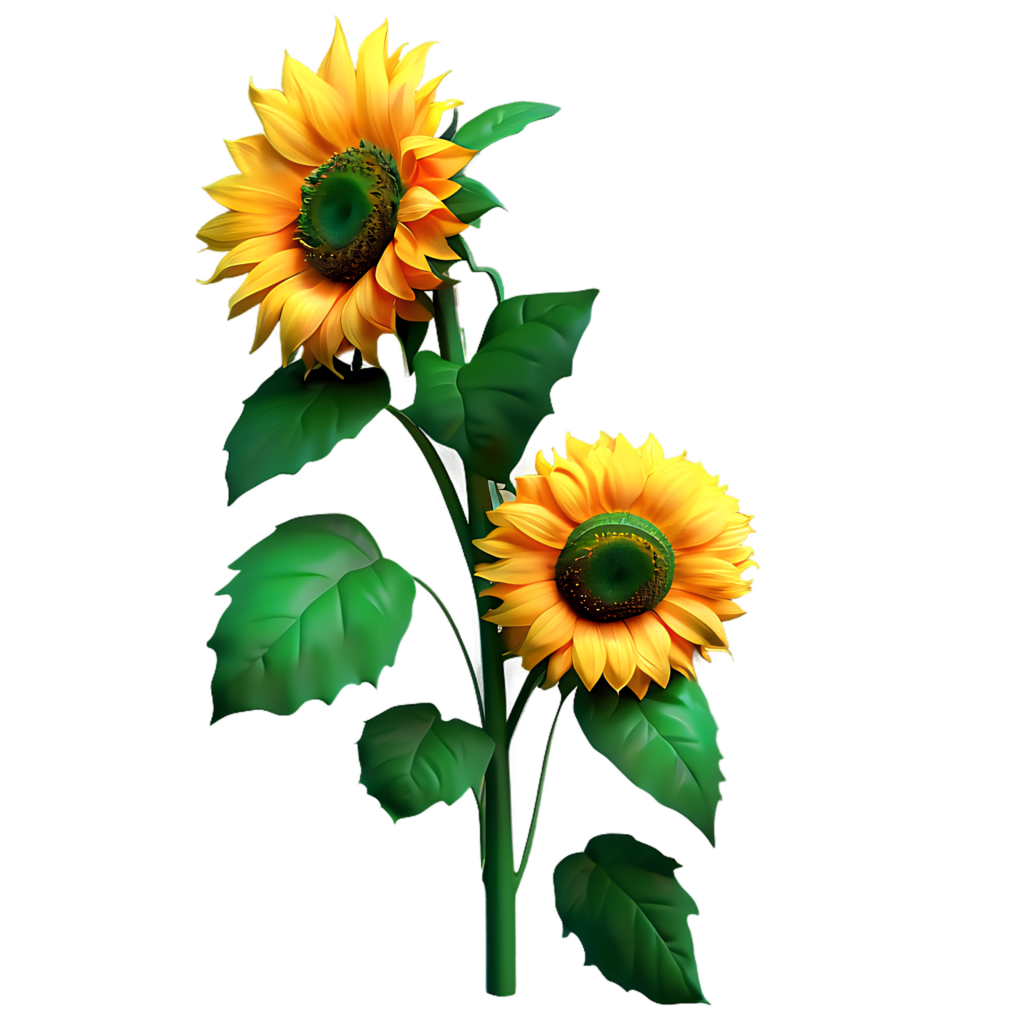 Vibrant 3D Sunflowers Wallpaper with Transparent Background