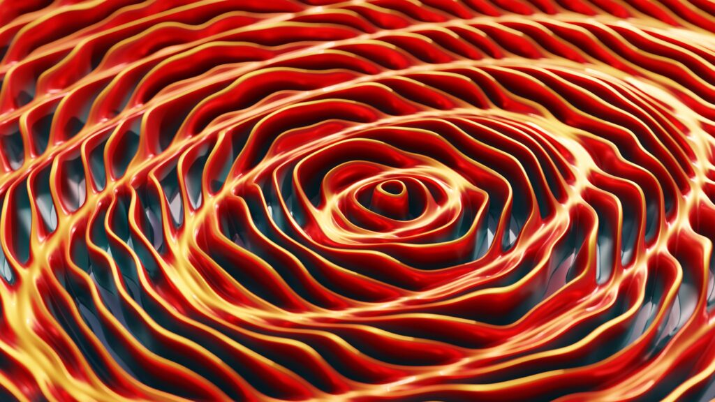 Vibrant 3D Wallpaper with Dynamic Wave-like Circles in Bold Hues