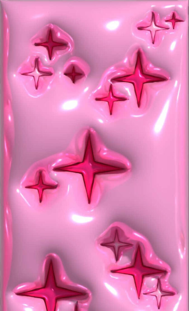 Vibrant 3D Pink Star Wallpaper – Glossy Fun Background Design