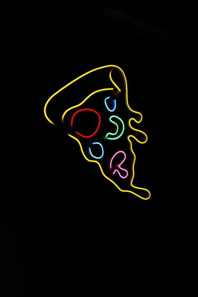 Neon Pizza Slice Wallpaper: Vibrant 4000x6000 Colorful Design
