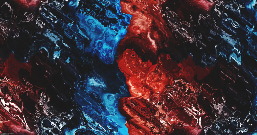 Vibrant Abstract Wallpaper: Swirling Red, Blue & Black Design
