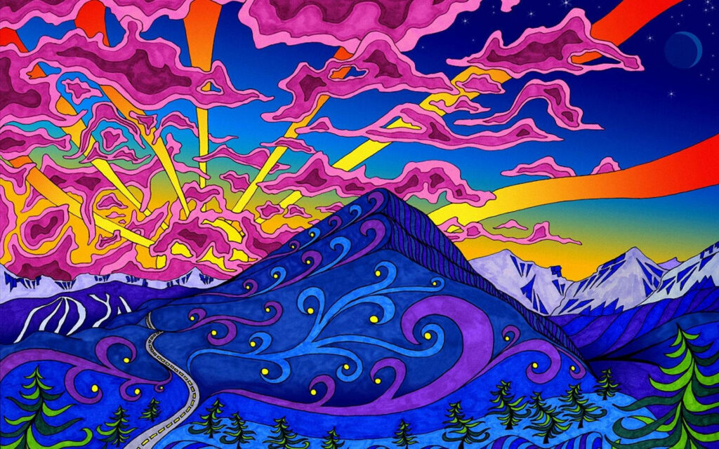 Vibrant 4K Abstract Nature Wallpaper with Psychedelic Colors