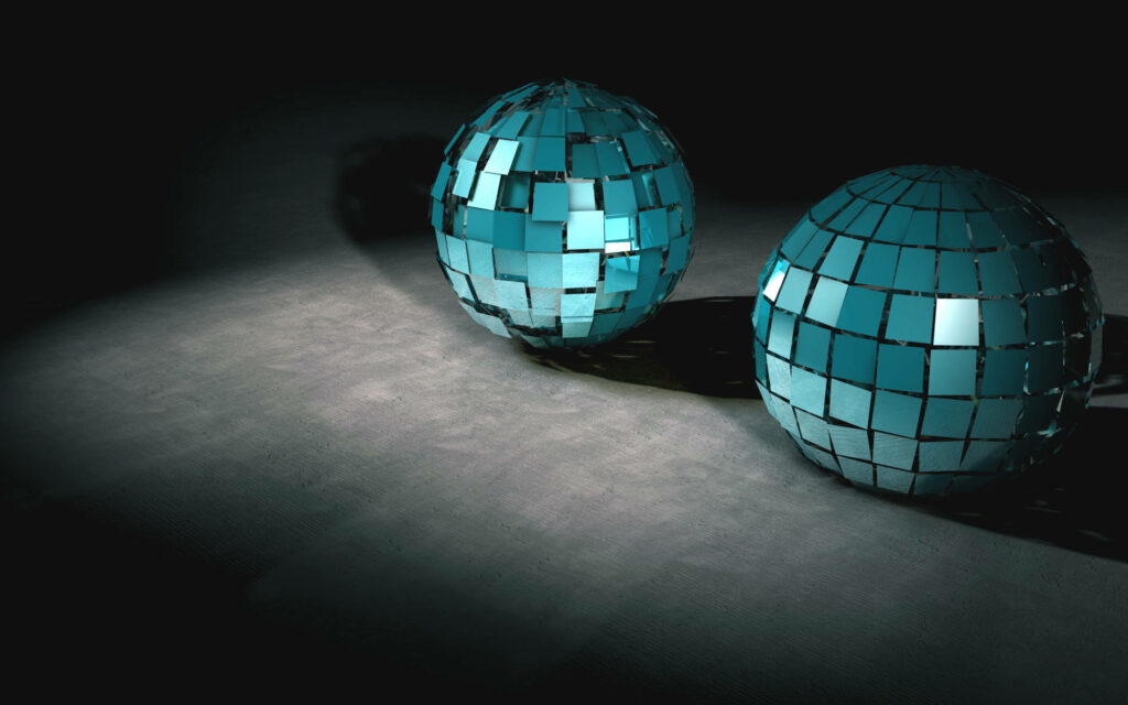 Vibrant 4K Abstract Wallpaper with Turquoise Disco Balls