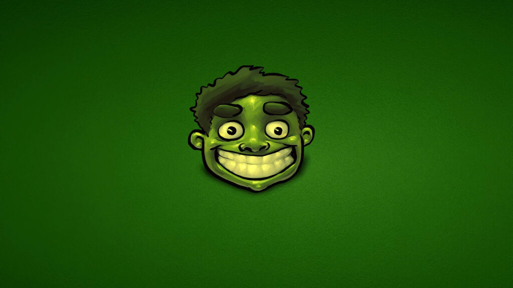 Vibrant 4K Hulk Face Wallpaper - Cartoon Style Green Background