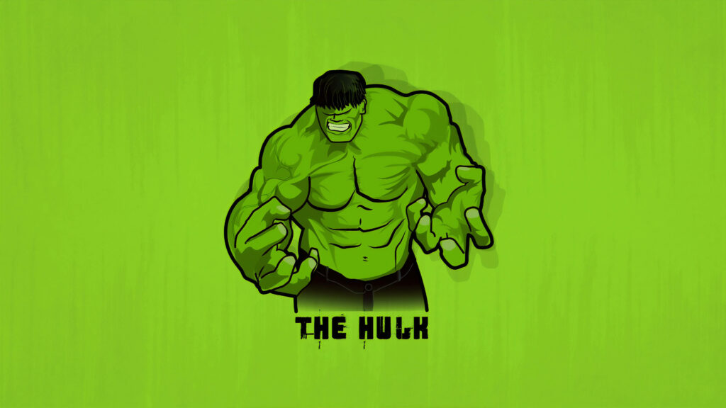 Vibrant 4K Hulk Smash Minimalistic Wallpaper on Bright Green Background