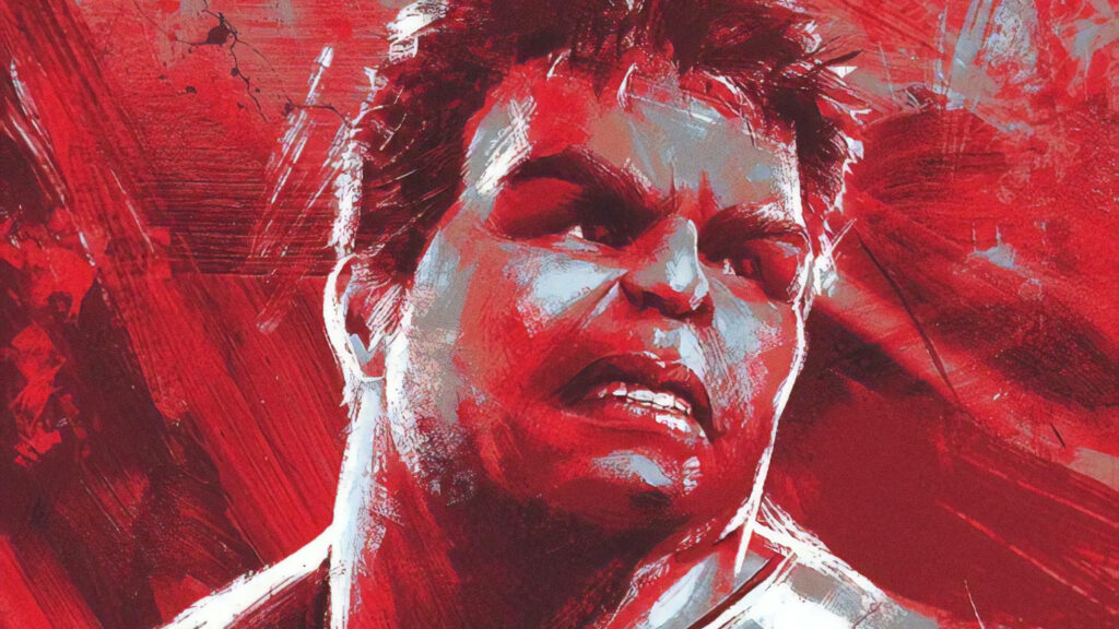 Intense 4K Hulk Wallpaper: Bold Red & White Close-Up Art Design
