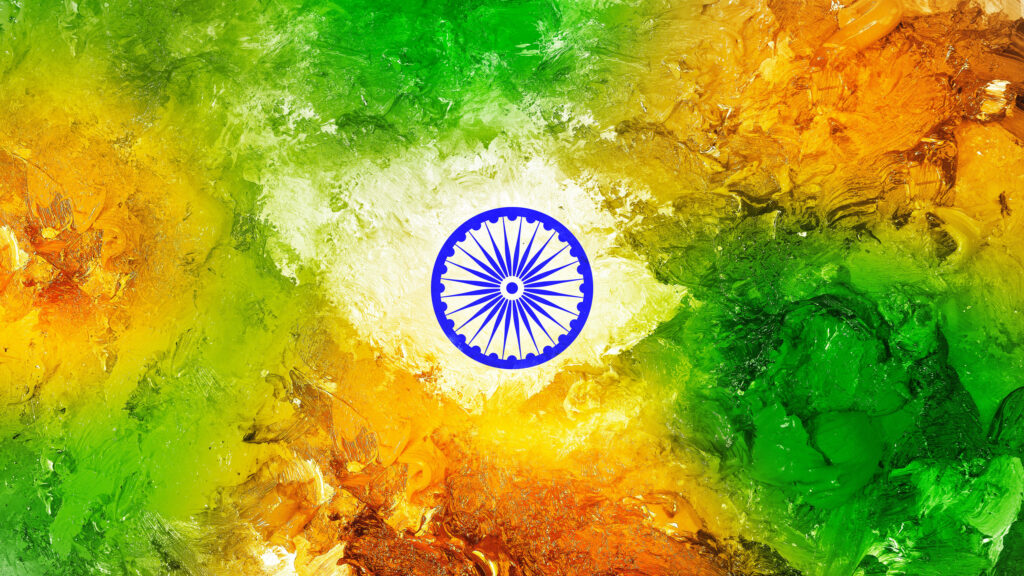 Vibrant 4K Wallpaper: Abstract Indian Flag with Ashoka Chakra Design