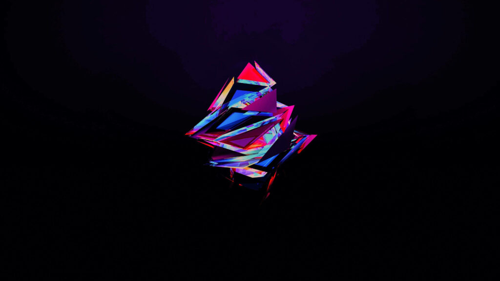 4K Minimalist Abstract Wallpaper: Neon Shapes on Dark Background