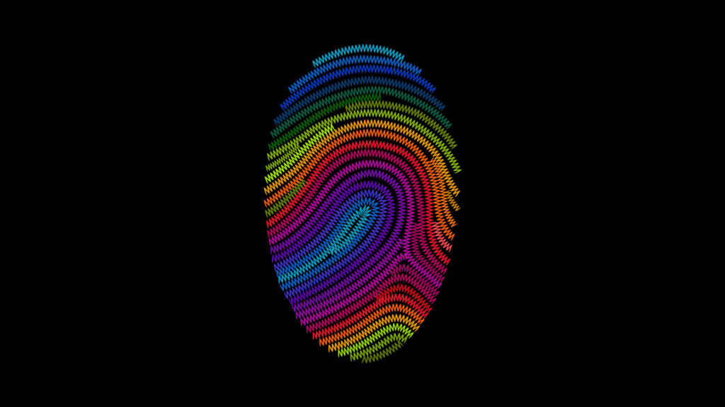 Colorful 4K OLED Thumbprint Wallpaper on Black Background