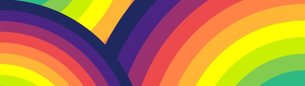4K rainbow wallpaper with vibrant abstract curved bands and bold colors for widescreen display