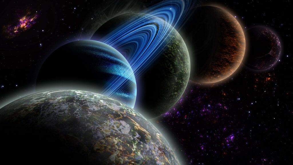 Vibrant 4K Space Wallpaper: Planets, Rings & Colorful Nebulae