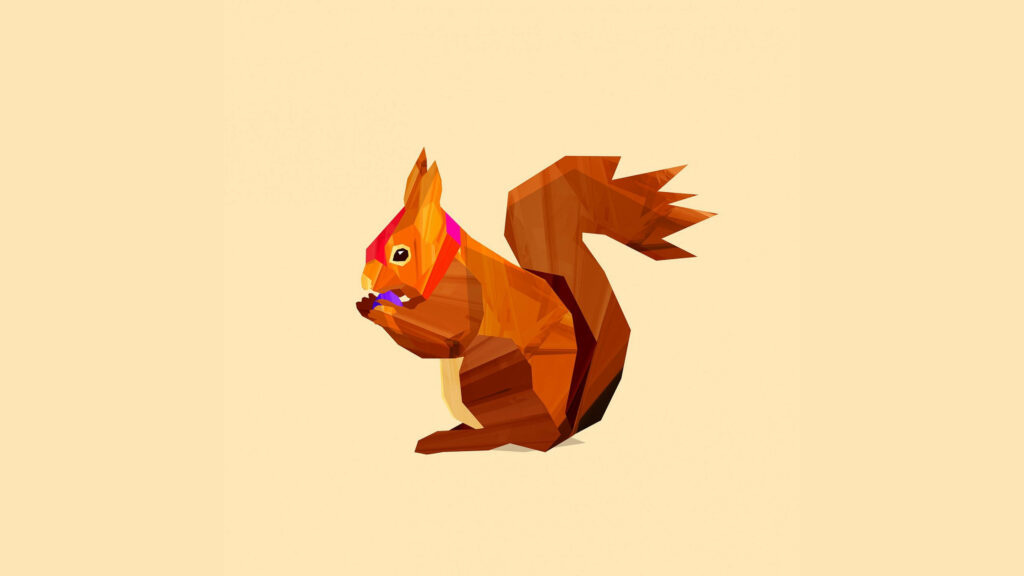 Vibrant 4K Squirrel Wallpaper: Modern Geometric Art in Warm Tones