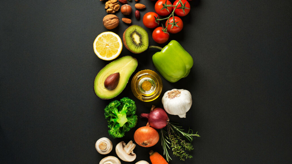 Vibrant 4K Wallpaper: Fresh Ingredients Against Dark Background