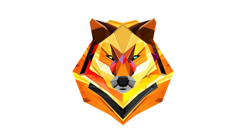 Vibrant 4K Wolf Face Vector Wallpaper - Bold Geometric Design