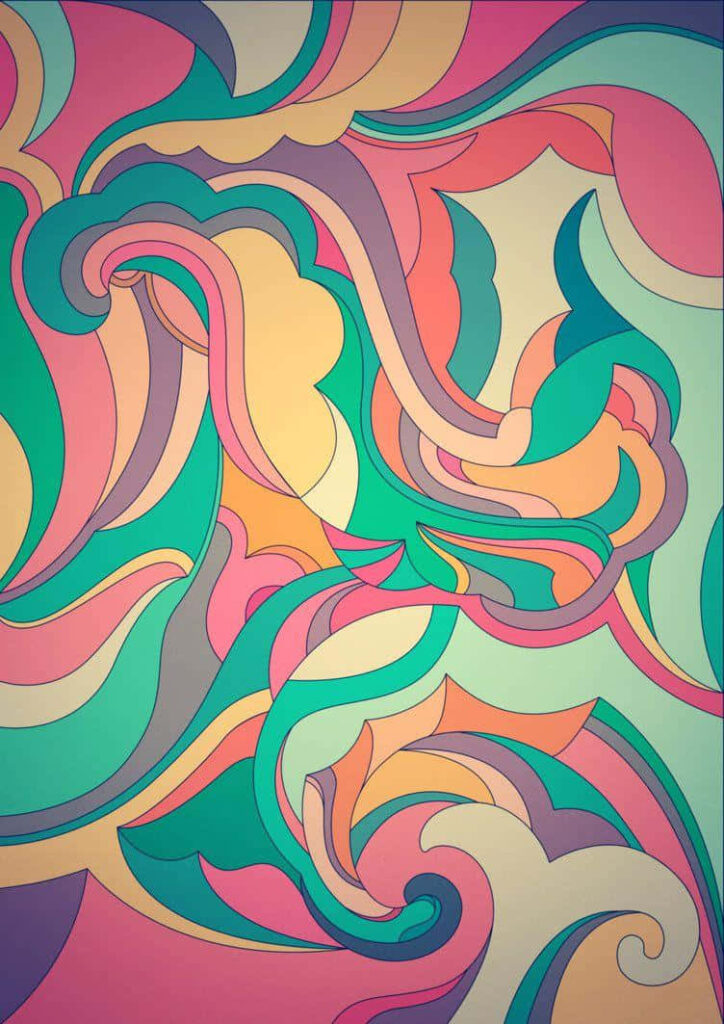 Vibrant 70s Groovy Wallpaper: Colorful Flowery Retro Background