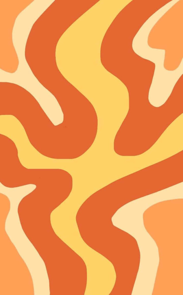 Vibrant 70's Groovy Wallpaper: Energetic Orange & Yellow Pattern