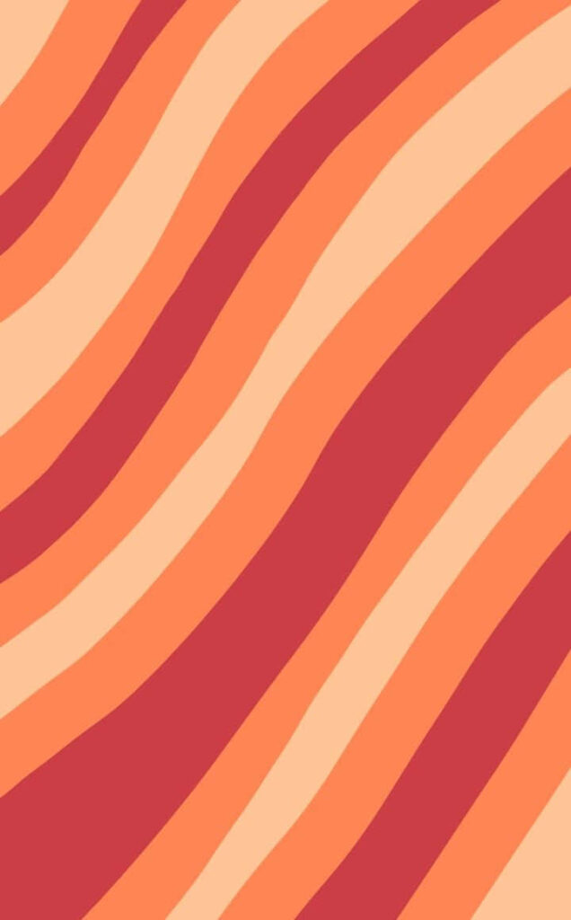 Retro 70's Wallpaper: Vibrant Red & Orange Wavy Patterns Background