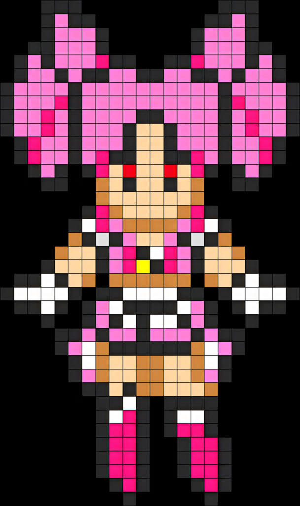 Retro 8-Bit Wallpaper: Pixel Art of Chibi Moon in Bold Colors
