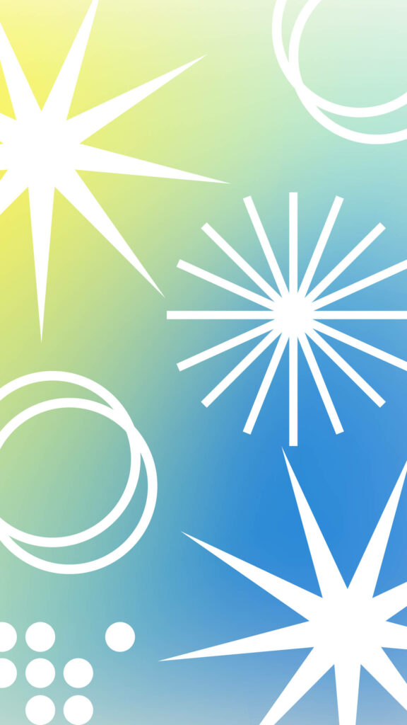 Vibrant 80s Retro Wallpaper with Geometric Patterns & Starbursts
