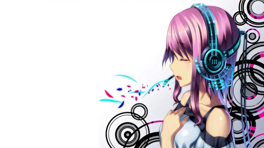 Vibrant 8K 3D Anime Singer Wallpaper with Colorful Hair & Music