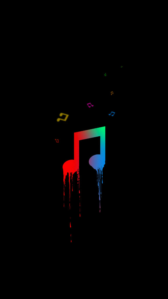 Colorful 8K Musical Note Wallpaper with Dripping Paint Design