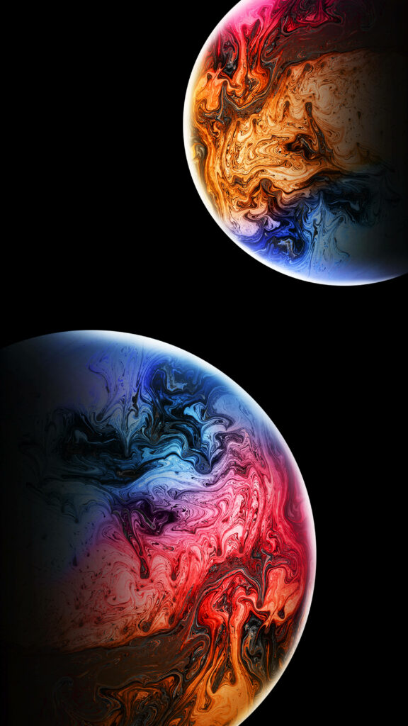 Vibrant 8K Phone Wallpaper: Colorful Swirling Planets Background