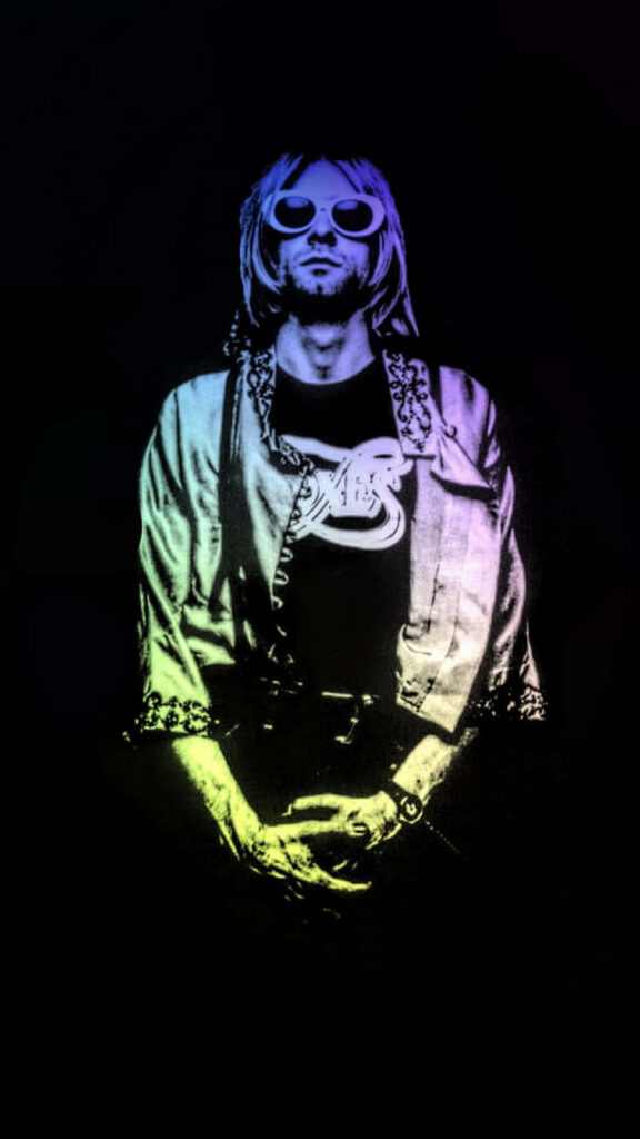 Vibrant 90s Grunge Nirvana Wallpaper with Rainbow Gradient Background