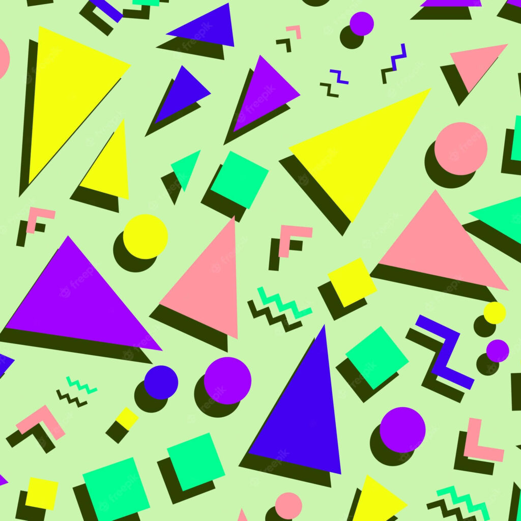 90s Retro Vibrant Wallpaper: Bold Triangles & Colors Background